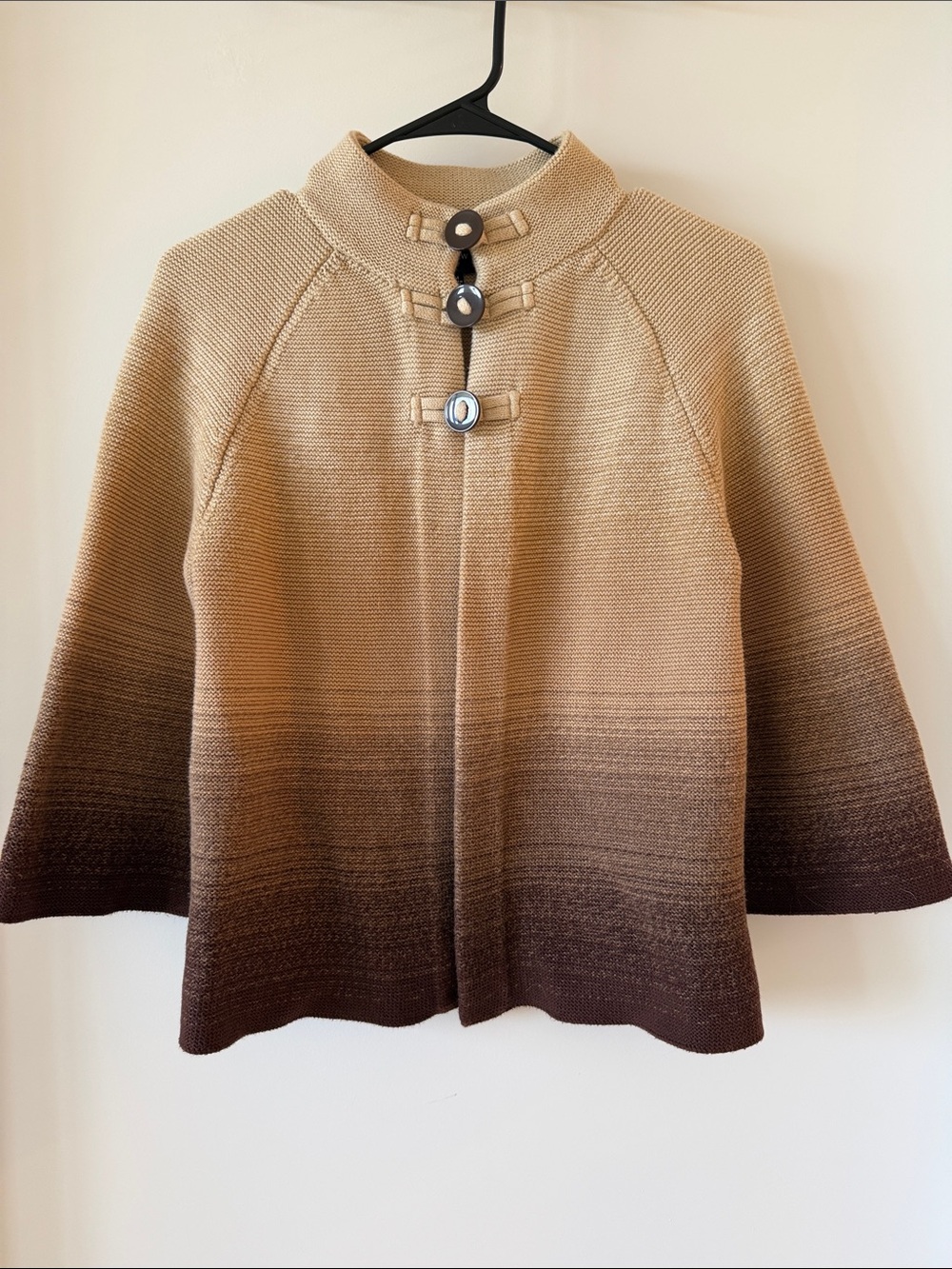 Jones New York Signature Ombre Gradient Knit Toggle Button Cardigan Sweater